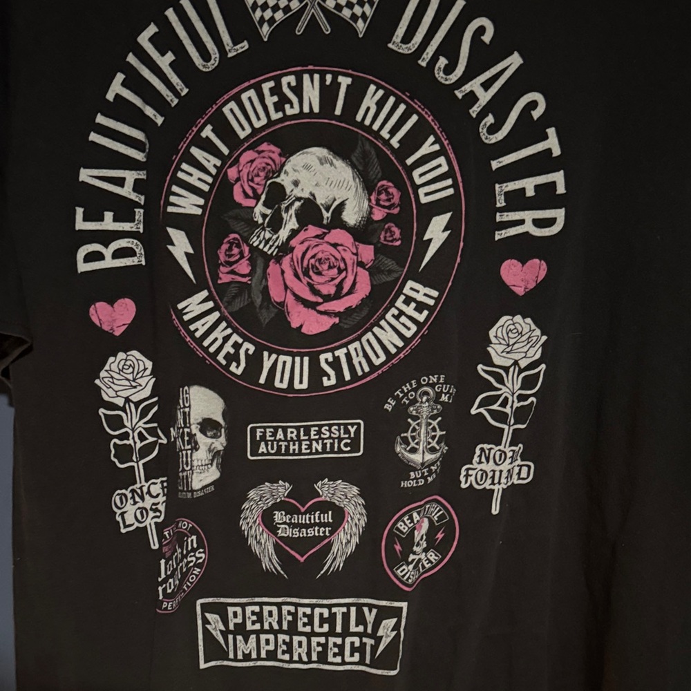 Beautiful Disaster Women's Black Short Sleeve Tee - Picture 2 of 2